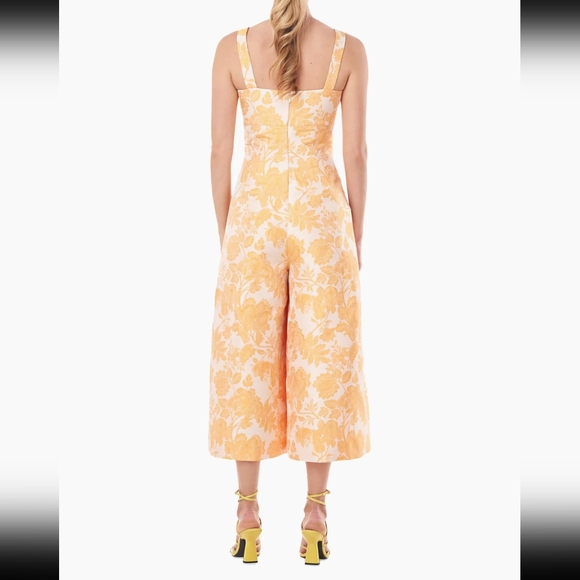 Kay Unger Ingrid Mango Jacquard Empire Waist Wide Leg Jumpsuit - Picture 5 of 16